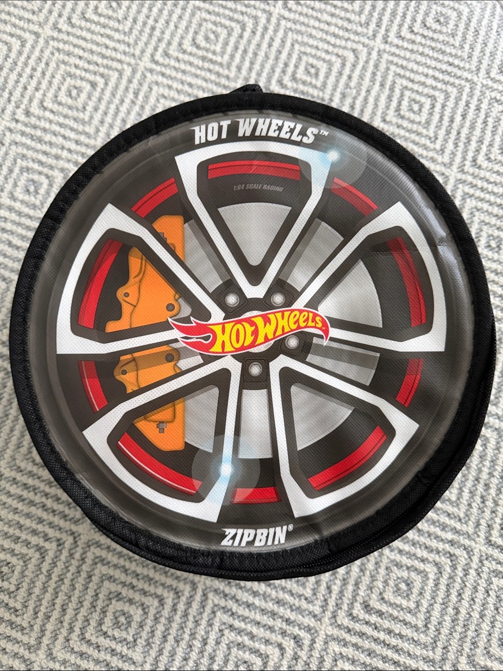 Mattel Hot Wheels Round ZipBin Storage - Red, Orange, Black